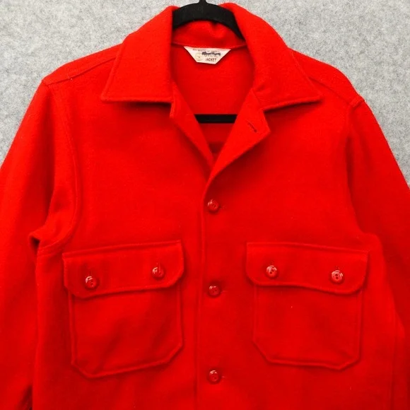 Vintage BSA Jac Shirt Jacket Mens S 38 Red Wool‎ Chore 50s Boy Scout of America